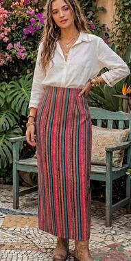 Vintage 90’s Nancy Crystal bohemian African-inspired silk wrap skirt